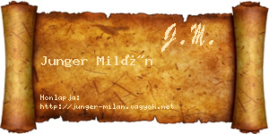 Junger Milán névjegykártya